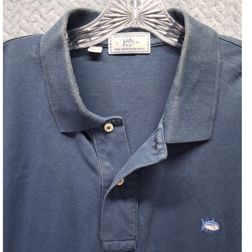 Southern Tide Men The Skipjack Polo Shirt Navy Blue Large L Cotton Blend Stretch
